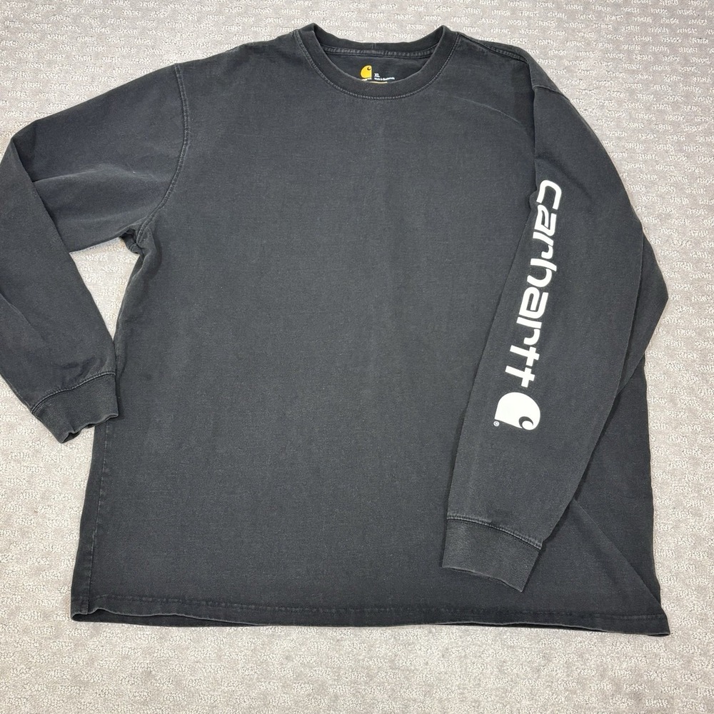 Carhartt Mens Shirt Sz XL Original Fit Long Sleeve Black Logo On Sleeve